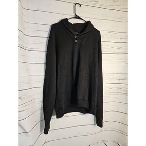 Velvet‎ by Graham & Spencer Men's Cozy  TWO  BUTTONS  Pullover BLACK, XXL